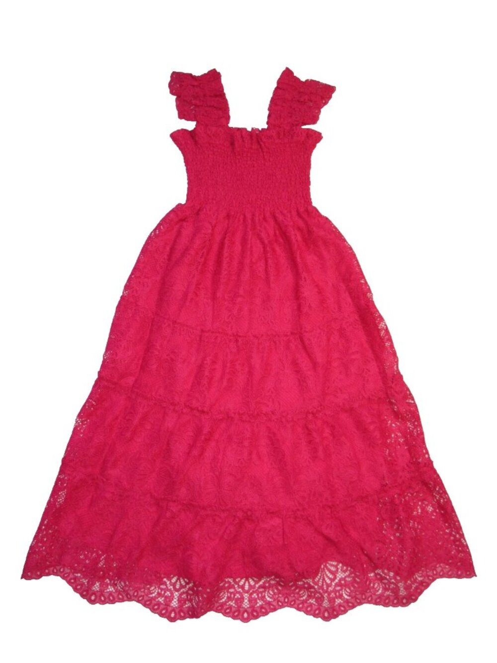 NWT Hill House Ellie Nap in Cerise Red Lace Smocked Midi Dress S - Picture 4 of 8